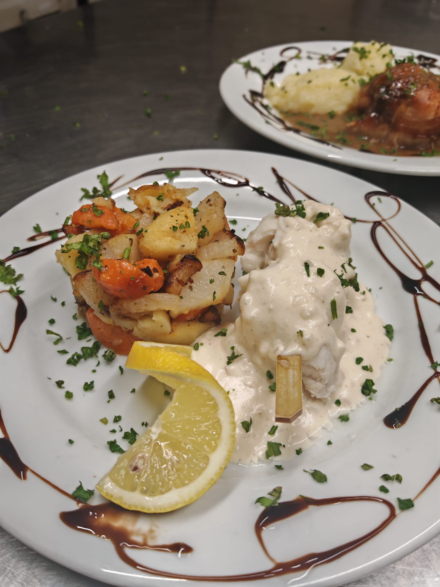 Fish and chips sauce tartare légumes poêlés